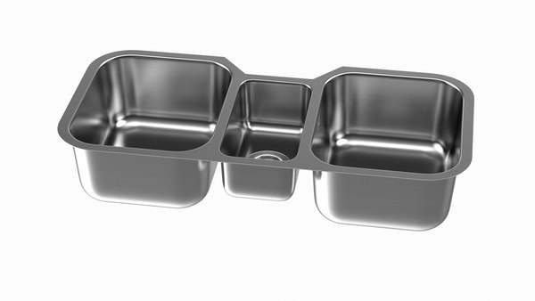 Undermount Triple Bowl Kitchen Sink 3D model - TurboSquid 1741970