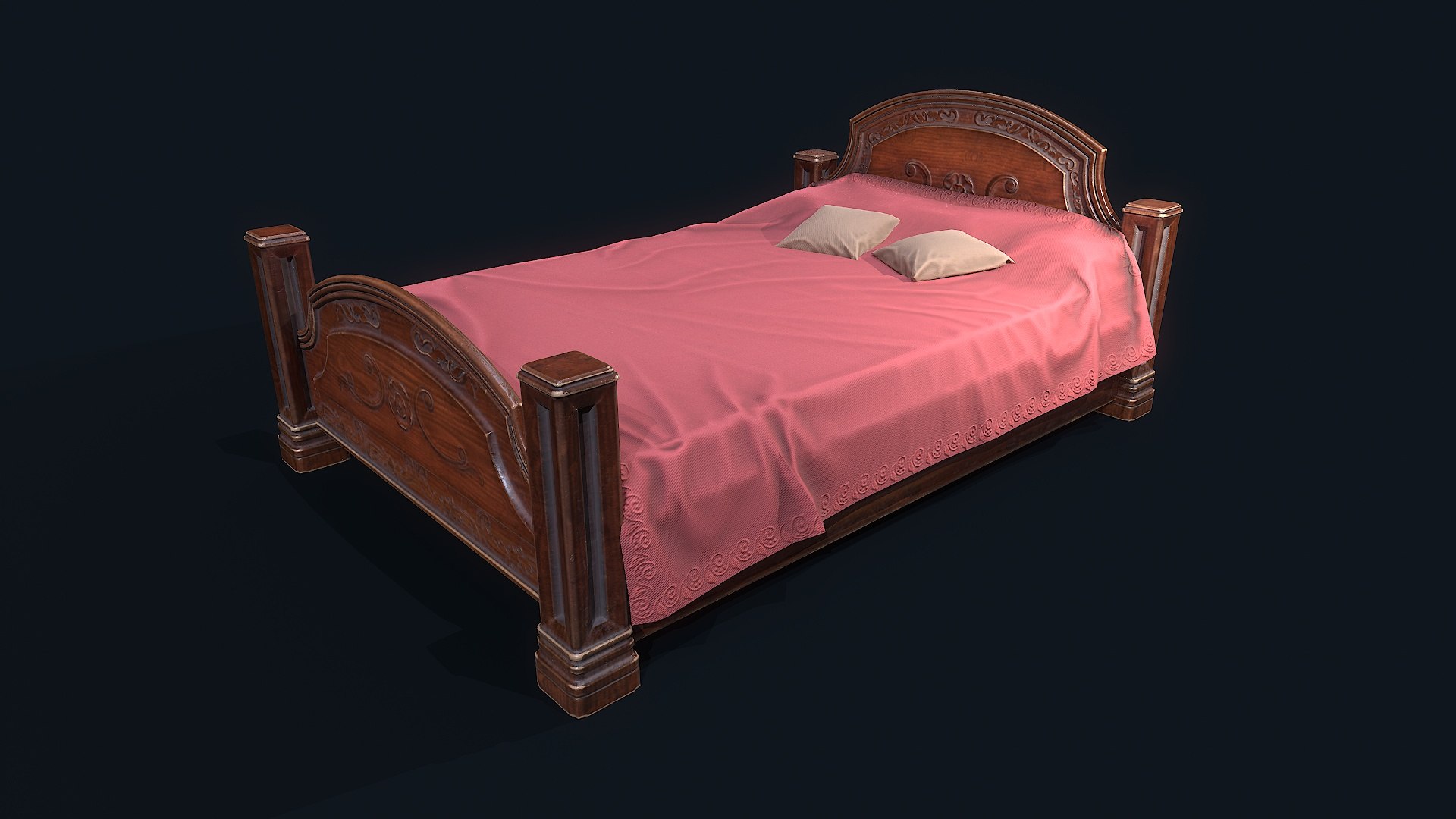 Antiquare Bed 3D - TurboSquid 2103767