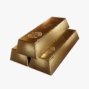 3D Gold Ingot Low poly