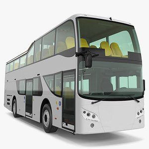 Open Top Tourist Bus Simple Interior White 3D model