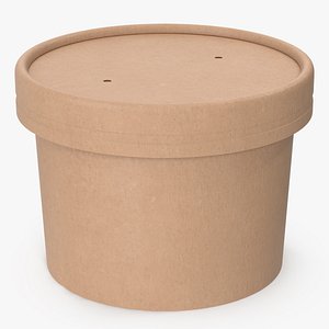Kraft Paper Food Cup with Vented Lid Disposable Ice Cream Bucket 8 Oz 200 ml Mockup