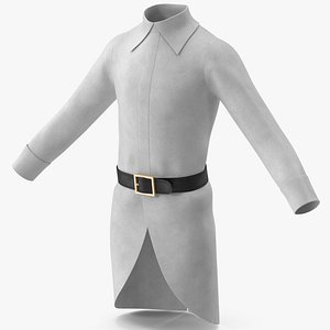 Coat White with Belt 3D model