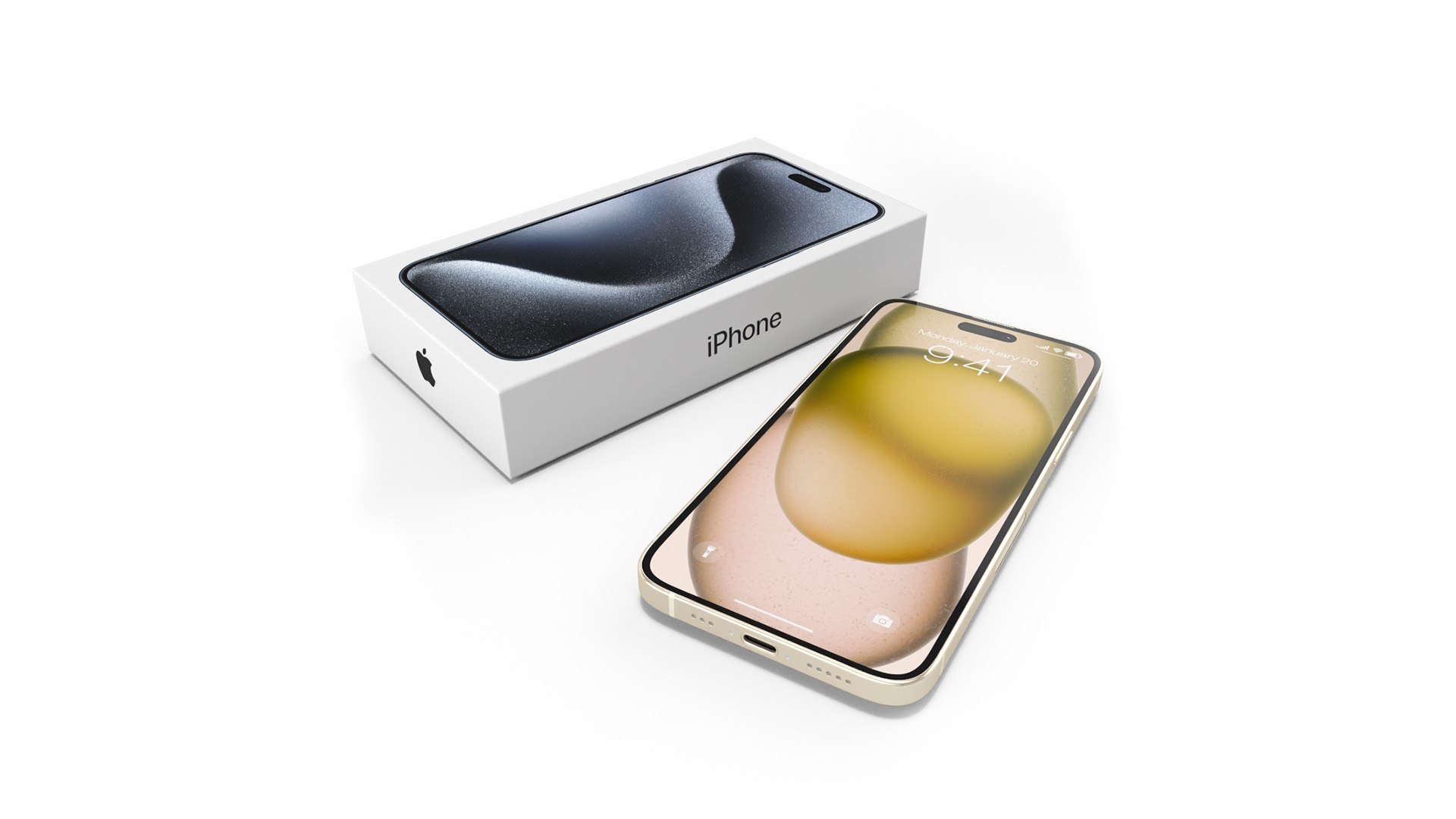 IPhone 15 Yellow Unpacked 3D model preview