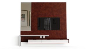 TV Wall Panel with Stand and Mirror in Contemporary Style 3D