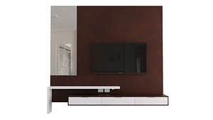 TV Wall Panel with Stand and Mirror in Contemporary Style 3D