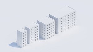4types Simple building M size 3D model