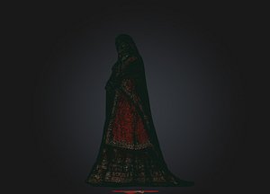 Nikah Bridal Ensemble Ornate Crimson 3D Couture