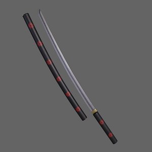 PBR Katana Japanese Sword Black V3 3D model