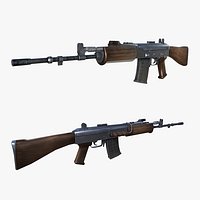 07-insas-rifle-gun model 3d game ready model Low-poly 3D model