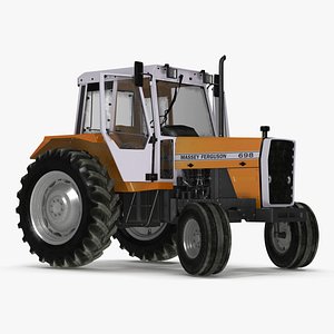 Massey Ferguson 698 Tractor Rigged 3D model