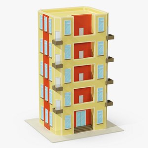 Cartoon Residential House Yellow 3D model