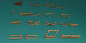 Stylized Low Poly wood Fence and Gate