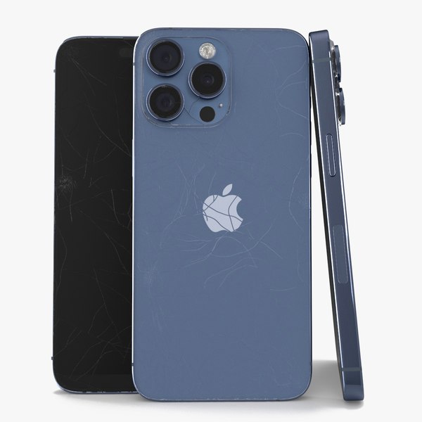 3D model Titanium IPhone 15 Pro Max Blue Cracked