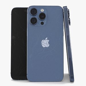 Titanium IPhone 15 Pro Max Blue Cracked