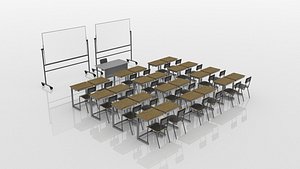 3D School Classroom Furniture - Complete SET model