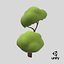 Cartoon Tree Two Branches Simple Coloring 3D model