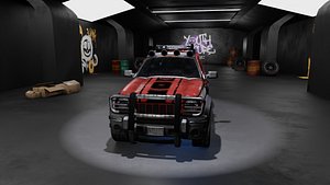 3D Survival 4x4 Vehicle Realistic 3D Asset Garage Scene