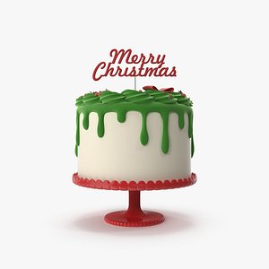 Merry Christmas Cake with Topper Merry Christmas 3D model