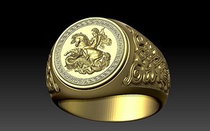 saint george themed ring 3D model