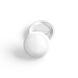 White Round Button Badge - plastic clutch pin
