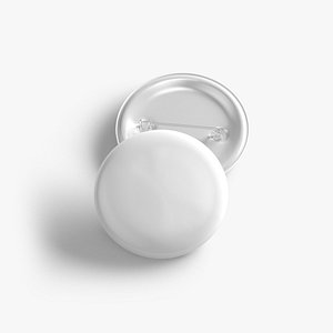 White Round Button Badge - plastic clutch pin