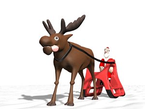 Santa Claus with Reindeer animated