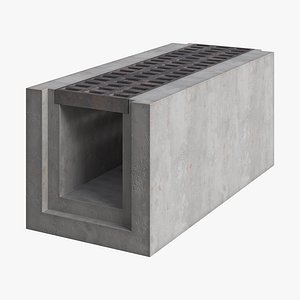 3D Concrete Trench Drain with Steel Grate model