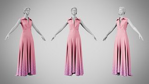 Dress 55 Watermelon Pink 3D model