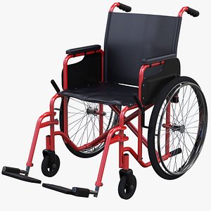red wheelchair 3D model