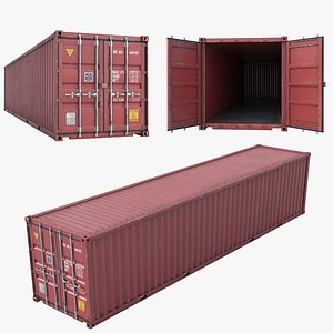 3D Cargo Container Red 40 feet PBR