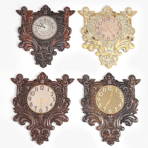 4 Carved clocks PBR lowpoly