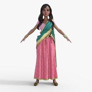 Cartoon Indian Woman 3D model