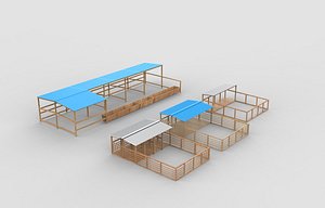 Cattle Shed set 3D model model