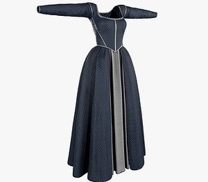 Medieval Dress Style 4 Blue 3D