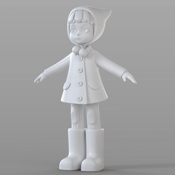 3D model cartoon girl winter