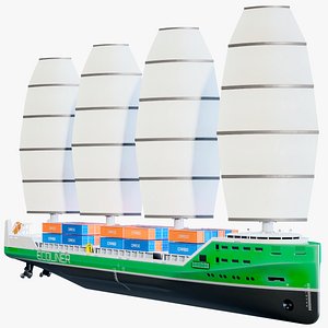 3D model Ecoliner Futuristic Container Ship Green PBR