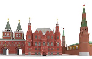 red square moscow kremlin 3d model
