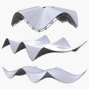Wavy Futuristic Space Truss Pavilions Bundle
