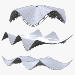 Wavy Futuristic Space Truss Pavilions Bundle