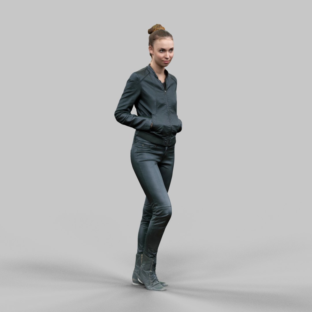 Girl Walking Black Shiny 3d Model