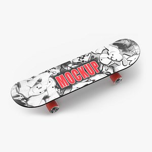 Classic Skateboard Black Label Mockup 3D