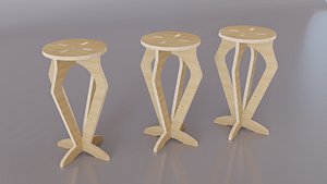 3D model Pine Stool