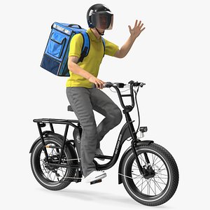 Deliveryman Riding E-Bike RadRunner Rigged