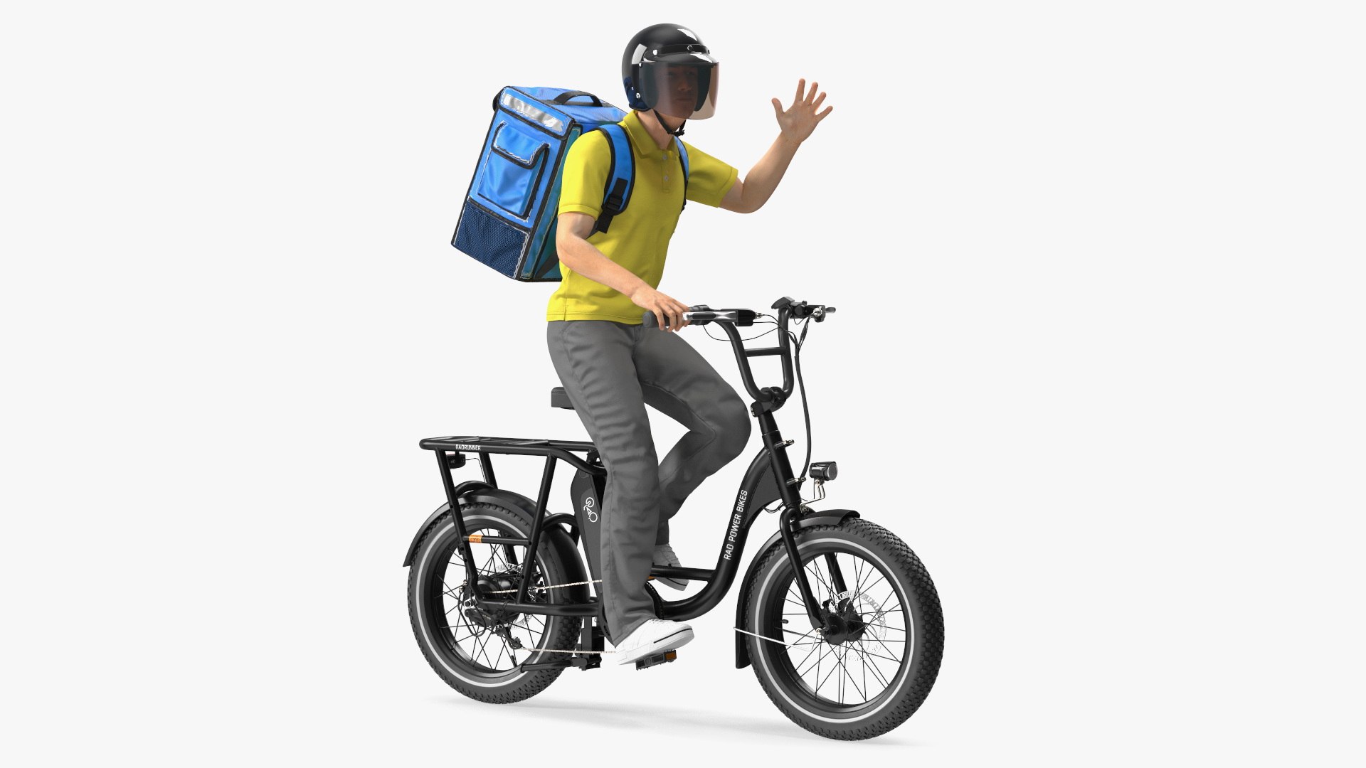 Deliveryman Riding E-Bike RadRunner Rigged 3D model preview