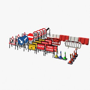 Traffic Signs  Cones 3D model
