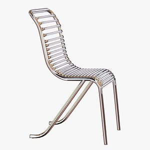 chair michel dufet metal chrome 3d obj