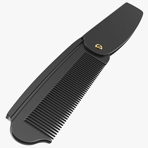 folding pocket comb black 3D model