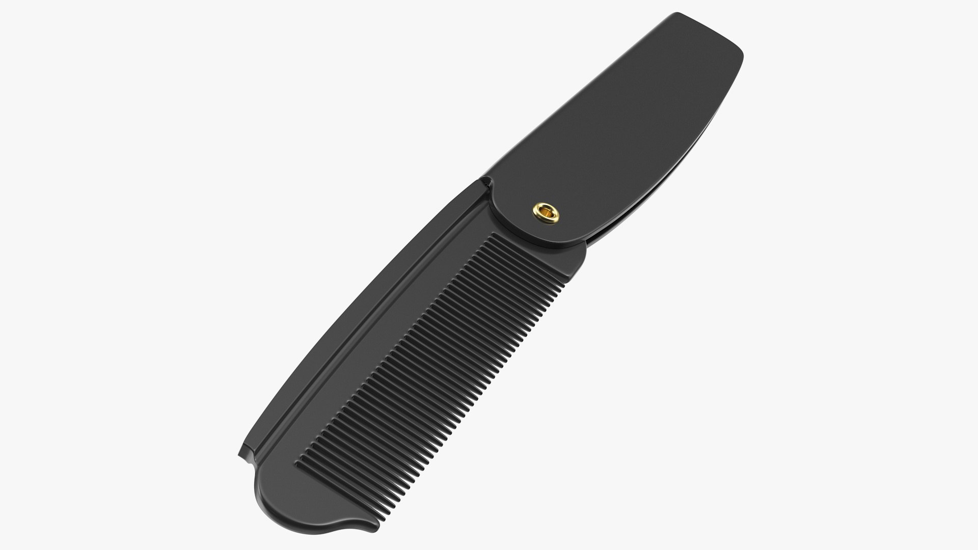 Folding Pocket Comb Black 3D model preview
