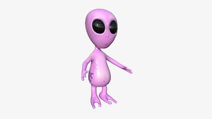 3D Cute Alien A09 Pink Black - Simple - Character Design model