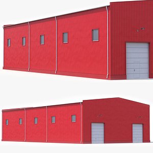 3D Red Industrial Building 41 PBR model